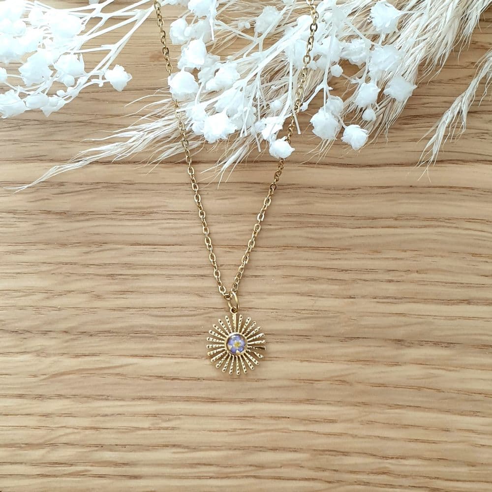 Collier soleil myosotis