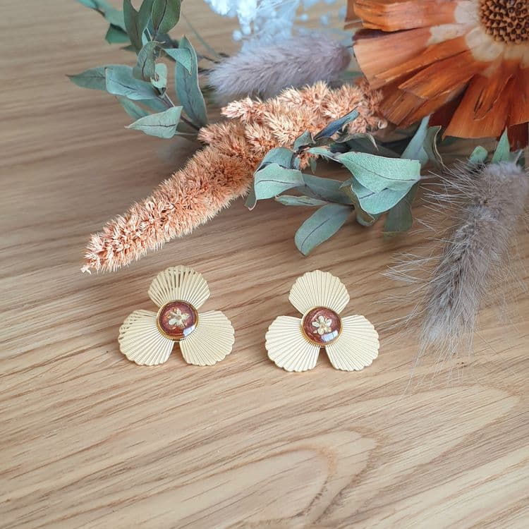 Boucles d'oreilles 3 pétales sureau
