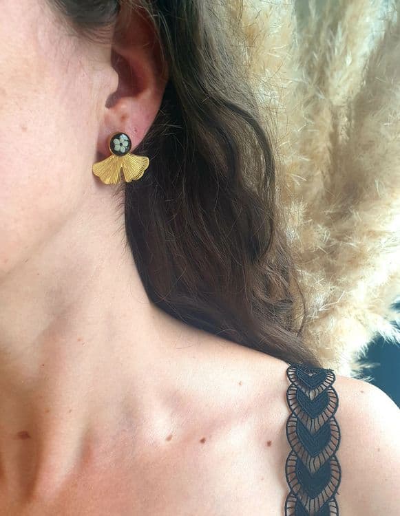 Boucles d'oreilles ginkgo sureau