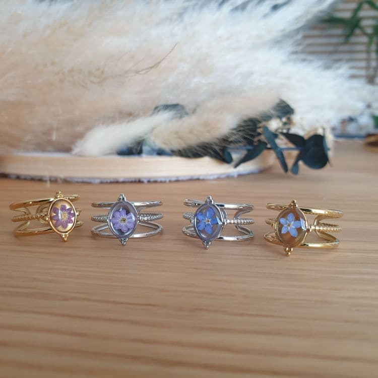 Bague 3 anneaux myosotis