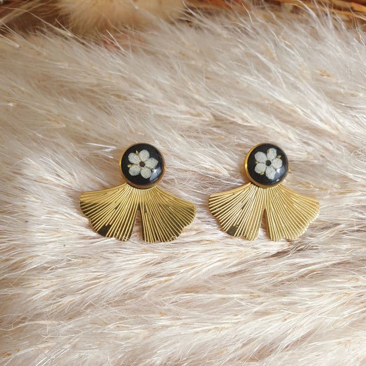 Boucles d'oreilles ginkgo sureau