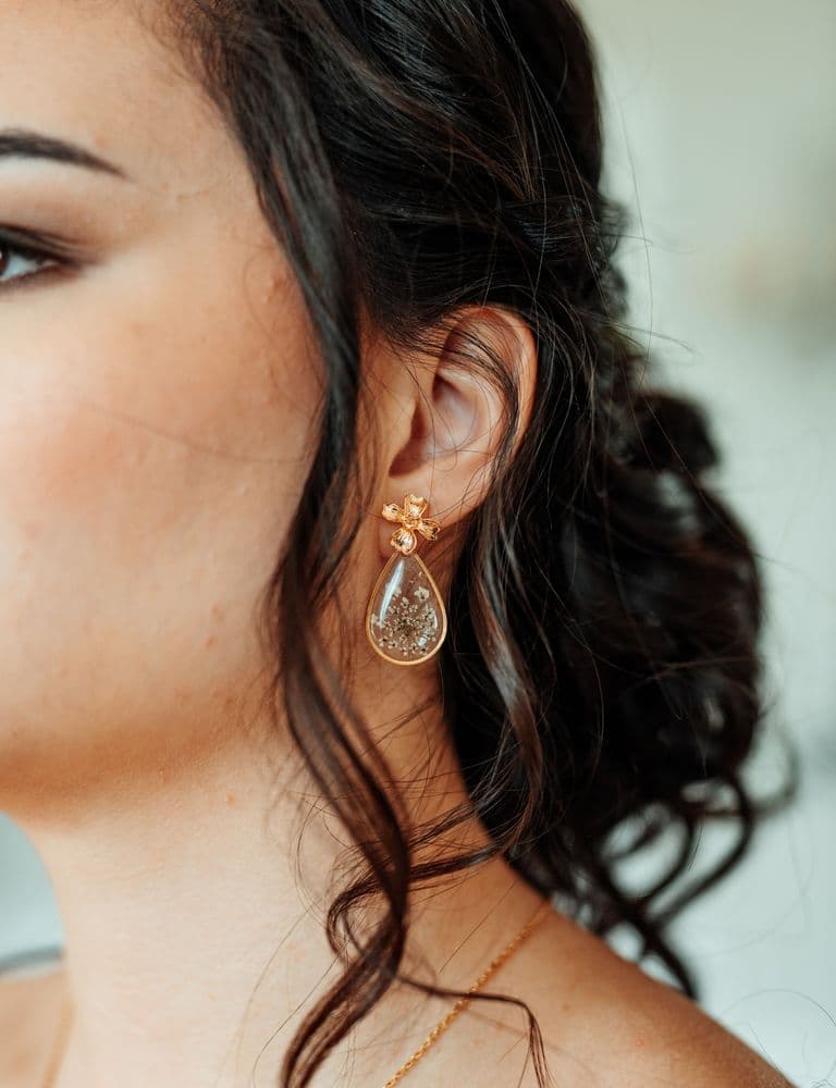 Boucles d'oreilles goutte dentelle de fleur