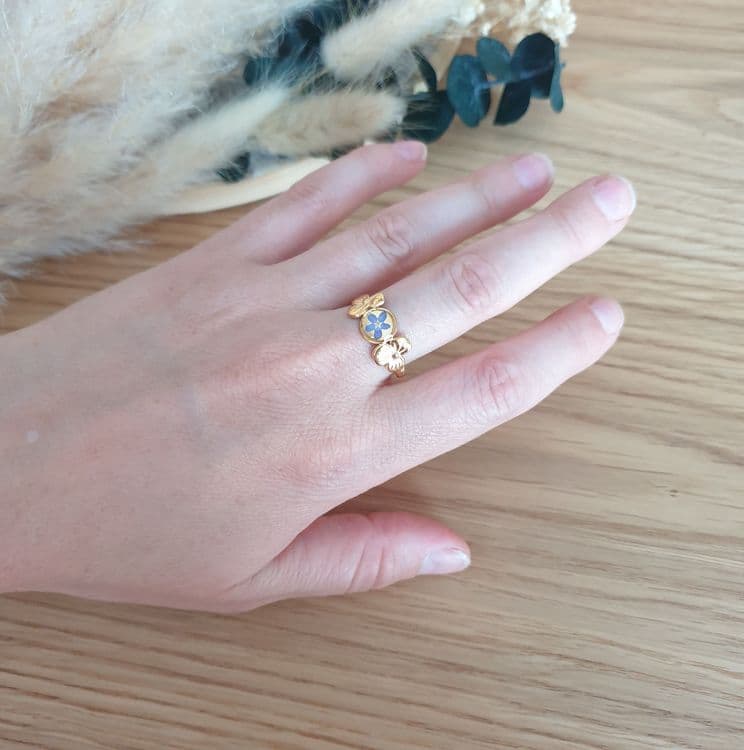 Bague 2 fleurs myosotis
