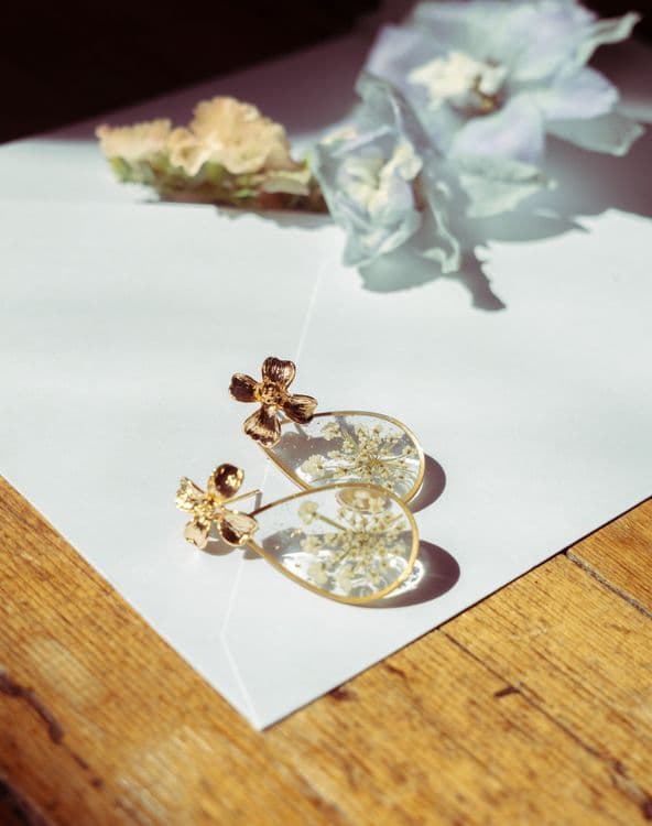 Boucles d'oreilles goutte dentelle de fleur