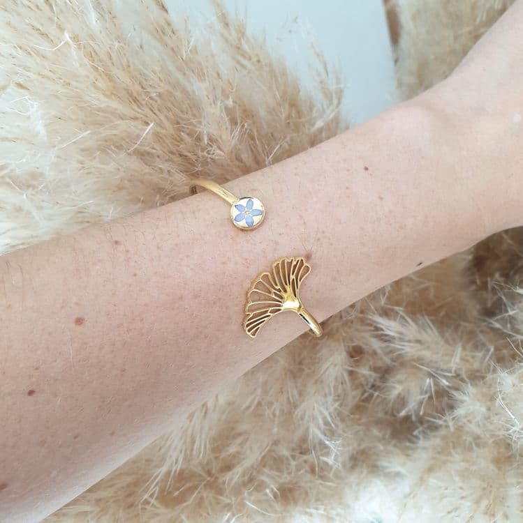 Bracelet ginkgo myosotis